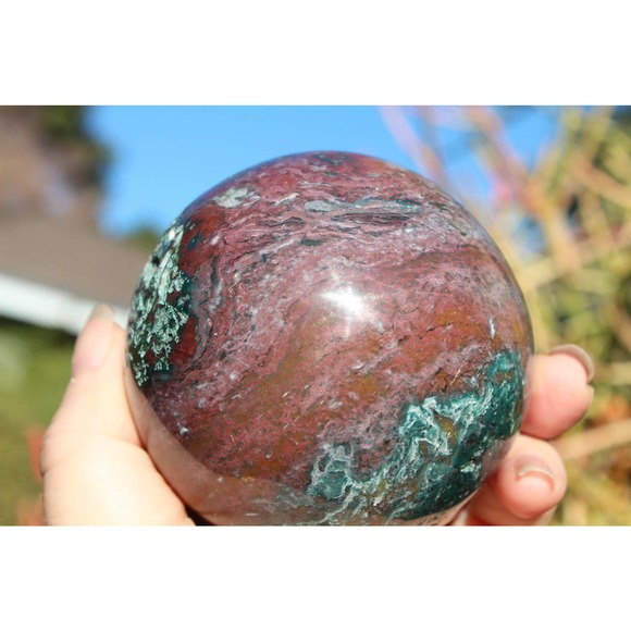 Pinky Mauve Green Ocean Jasper Sphere